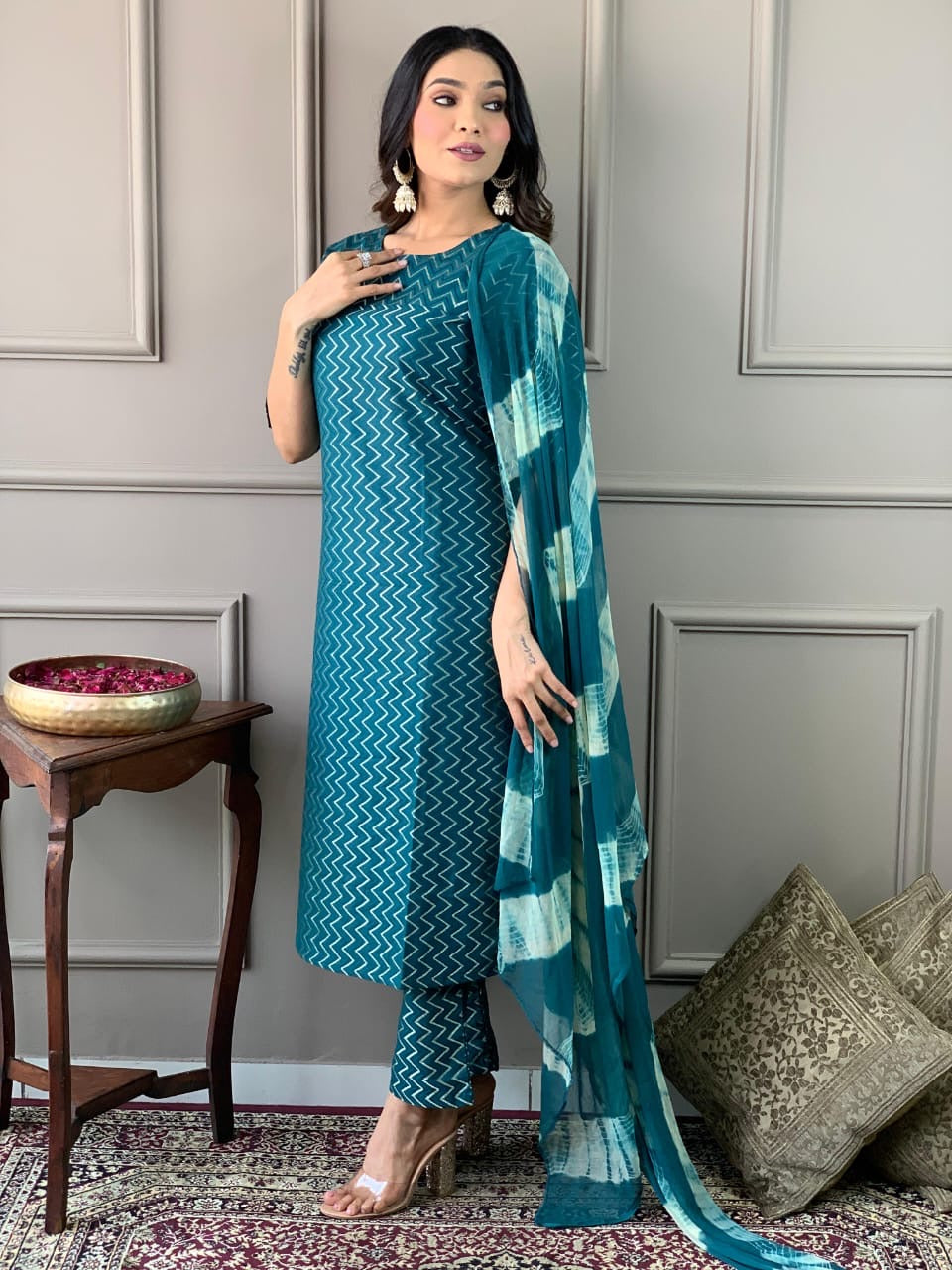 Self Weaving Zari Thread South Cotton Handloom Kurta Pant