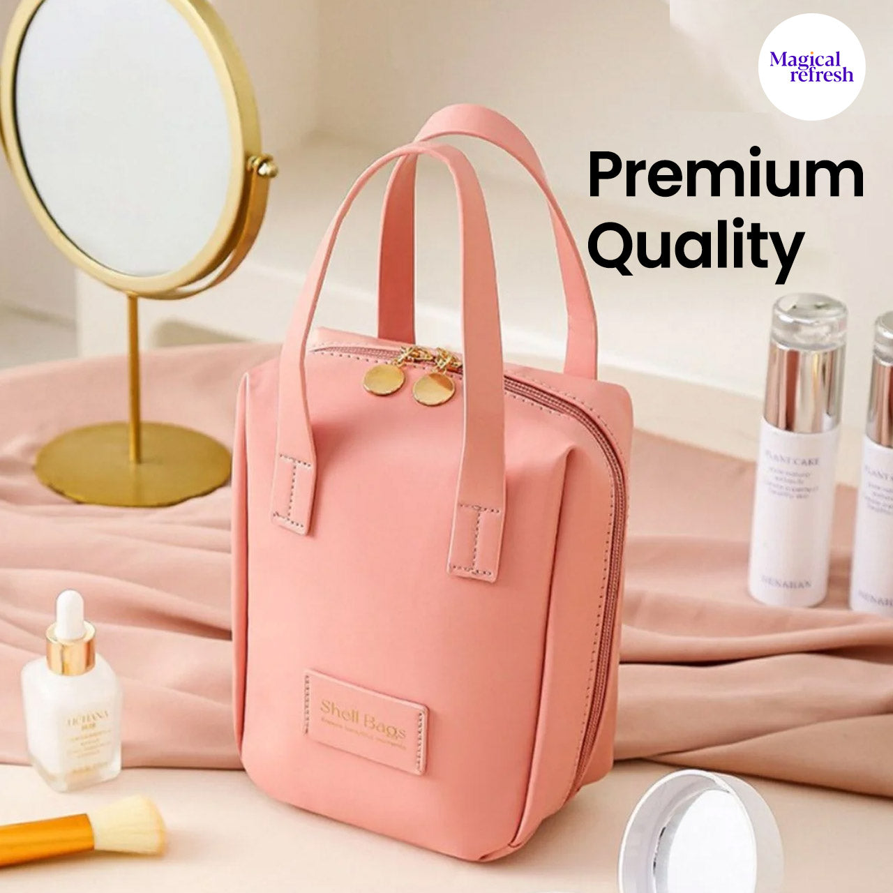 Portable Makeup Bag - Premium PU Leather, Large Capacity & Waterproof