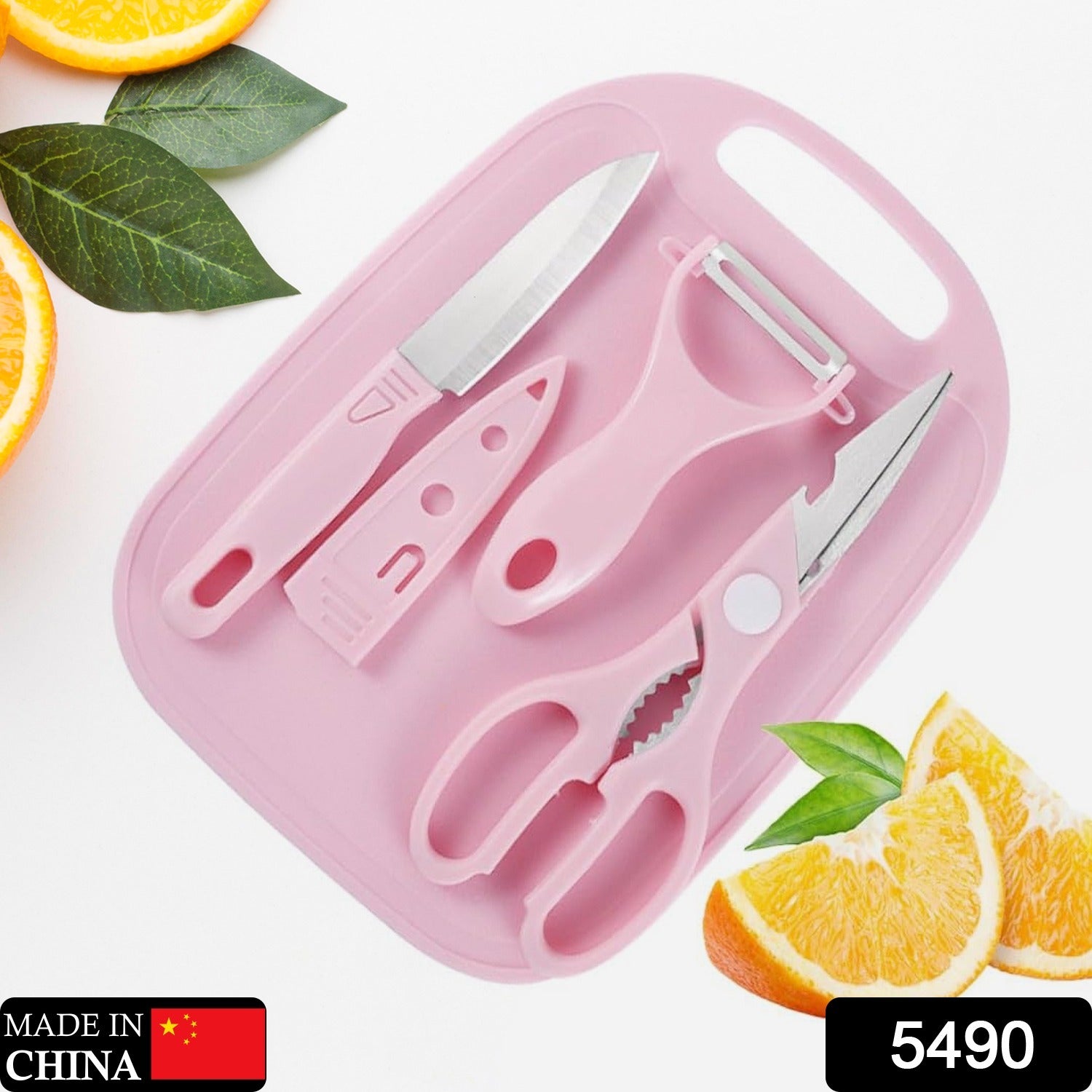 5490 Mini Travel Cutting Board Set 4 Pcs Portable Mini Camping Plastic Cutting Board Knife Fruits Vegetable Peeler Scissors Kitchen Knives Set For Travel Picnic Camping Outdoor Park (4 Pc Set)