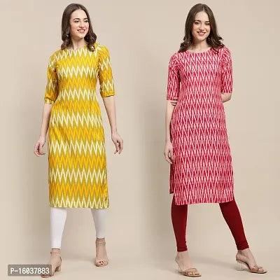 Stylish Multicoloured Crepe Printed Stitched Kurti For Women, Pack Of 2 – Trendy Ethnic Wear