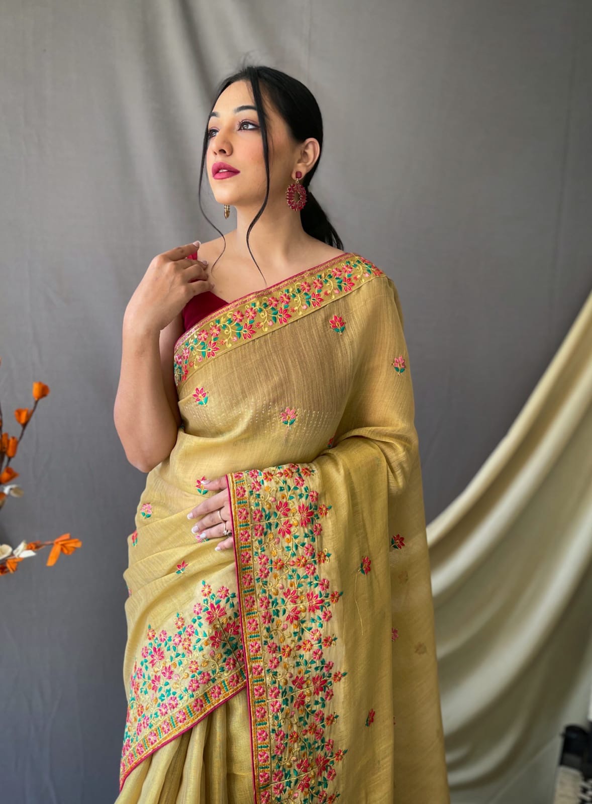 TUSSAR SILK SAREE ALL OVER KASHMIRI WORK