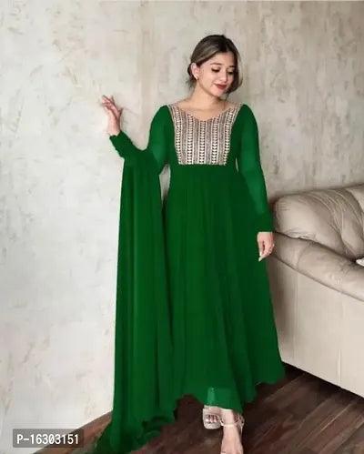 Fancy Georgette Embroidery Kurti With Dupatta Set