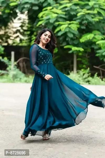 Blue Georgette Ethnic Gowns For Women – Elegant Traditional Wear