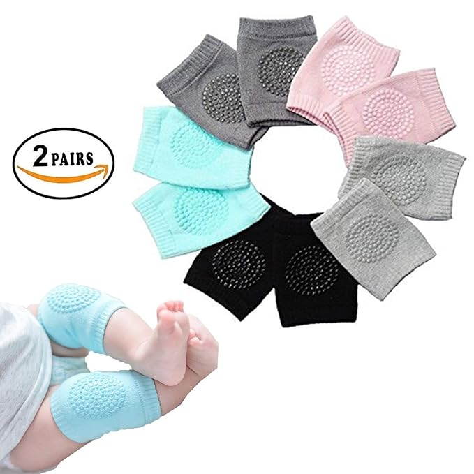 Knee Pads for Crawling Babies, Anti Slip Elbow & Knee Guard for Toddler/Infant Upto 2 Years Age-Soft Fabric & Comfortable-Set of 1 Pair (Multicolor)