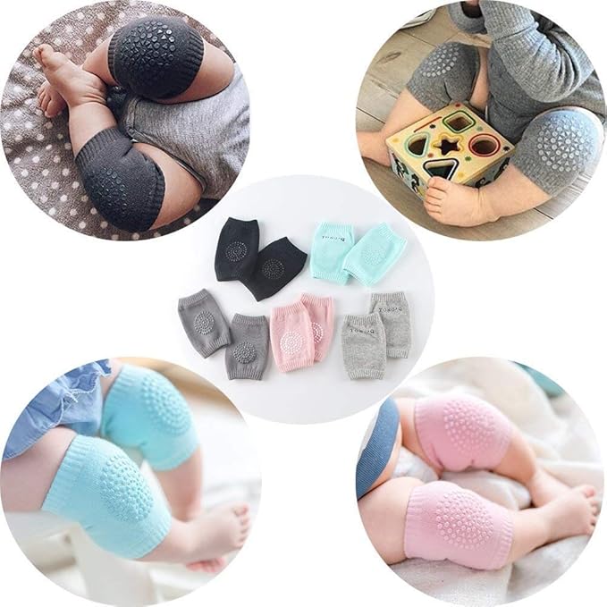 Knee Pads for Crawling Babies, Anti Slip Elbow & Knee Guard for Toddler/Infant Upto 2 Years Age-Soft Fabric & Comfortable-Set of 1 Pair (Multicolor)