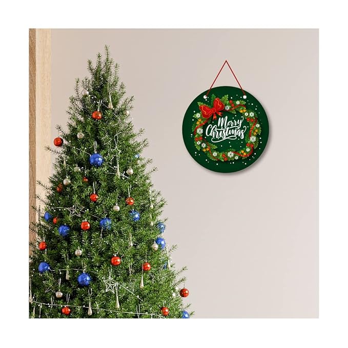 Christmas Wall Hanging - Wooden Festive Multicolor Ornament