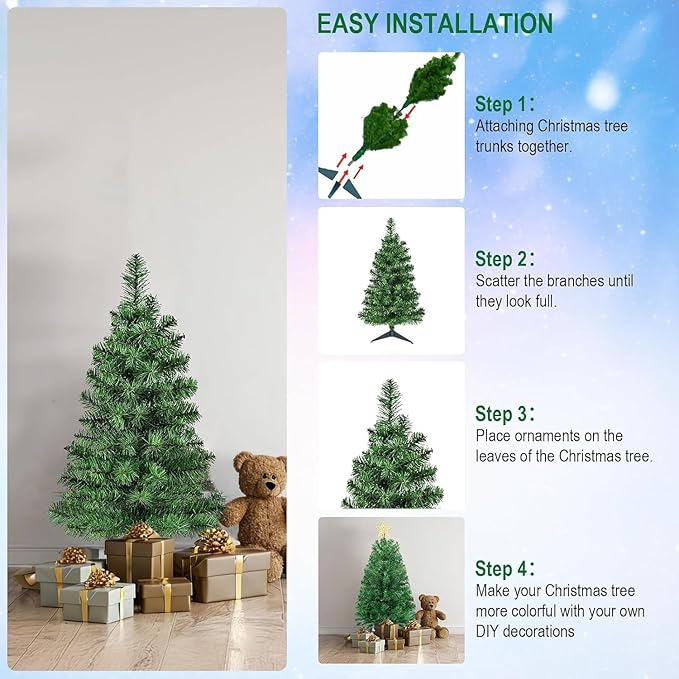 Mini Christmas Tree 3 ft - Green Artificial Xmas Tree with Stand