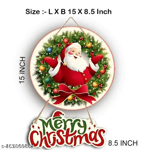 Christmas Wooden Wall Hanging - Multicolor Festive Ornament