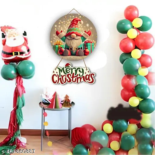 Christmas Wooden Wall Hanging - Multicolor Festive Decor