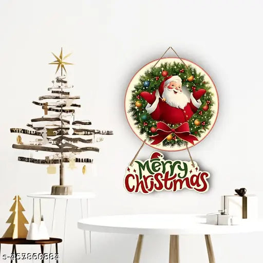 Christmas Wooden Wall Hanging - Multicolor Festive Ornament