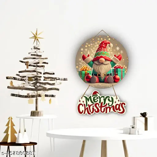 Christmas Wooden Wall Hanging - Multicolor Festive Decor