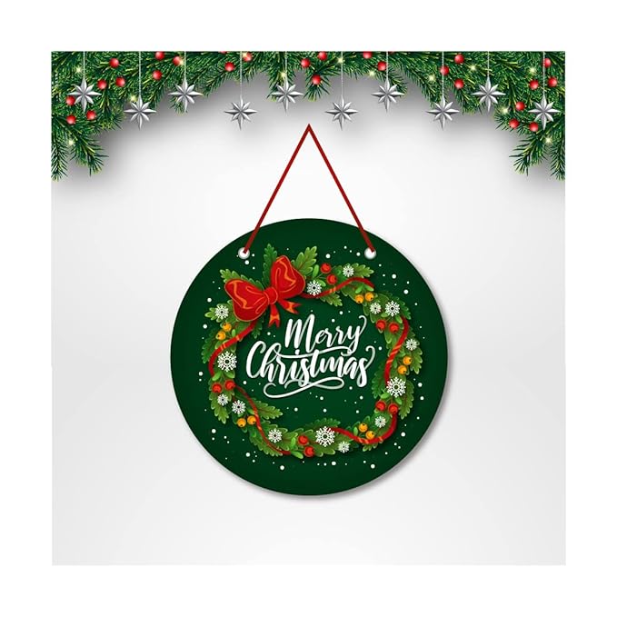 Christmas Wall Hanging - Wooden Festive Multicolor Ornament