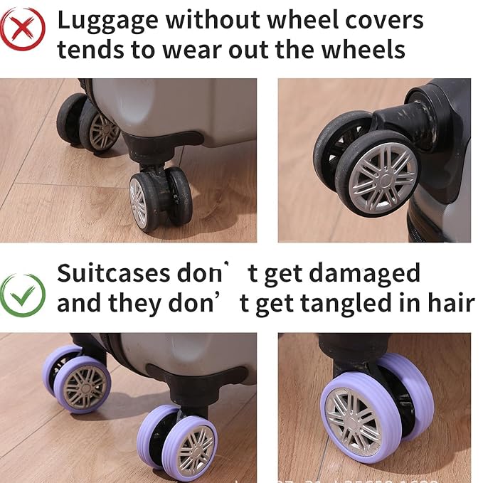 Luggage Wheels Protector - 8 Pcs Durable Silicone Covers