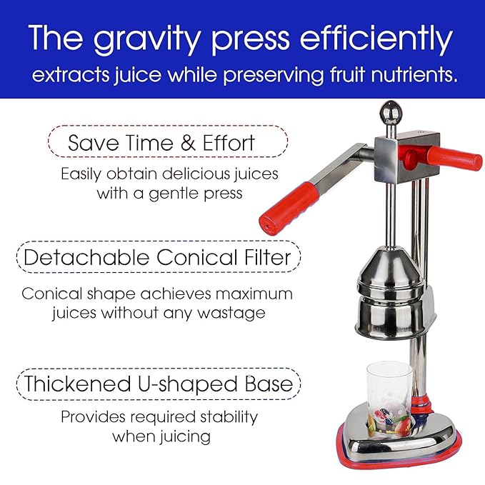 Manual Citrus Juicer - Stainless Steel Hand Press Orange Lemon Squeezer