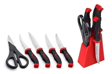 Stainless Steel Knife Set for Kitchen - 4 Knives & Peeler with Stand (Assorted)