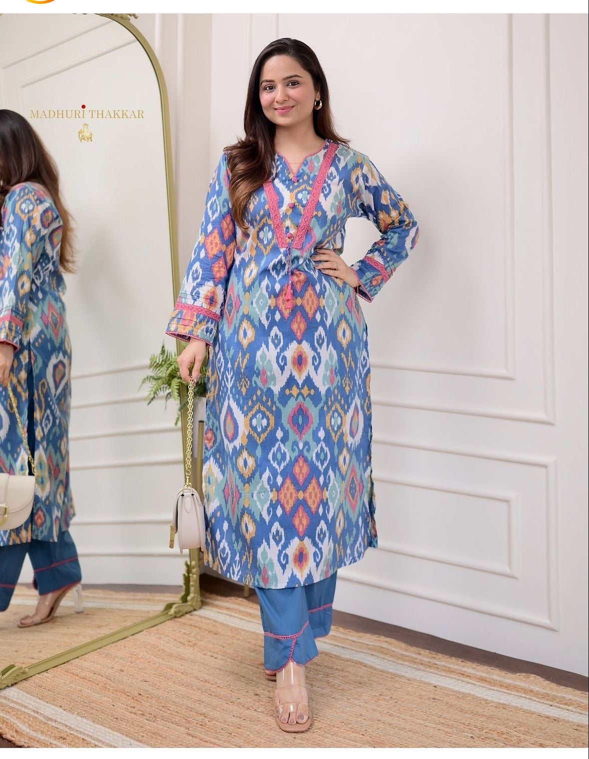 Heavy Cotton With Printed Work Suit Set