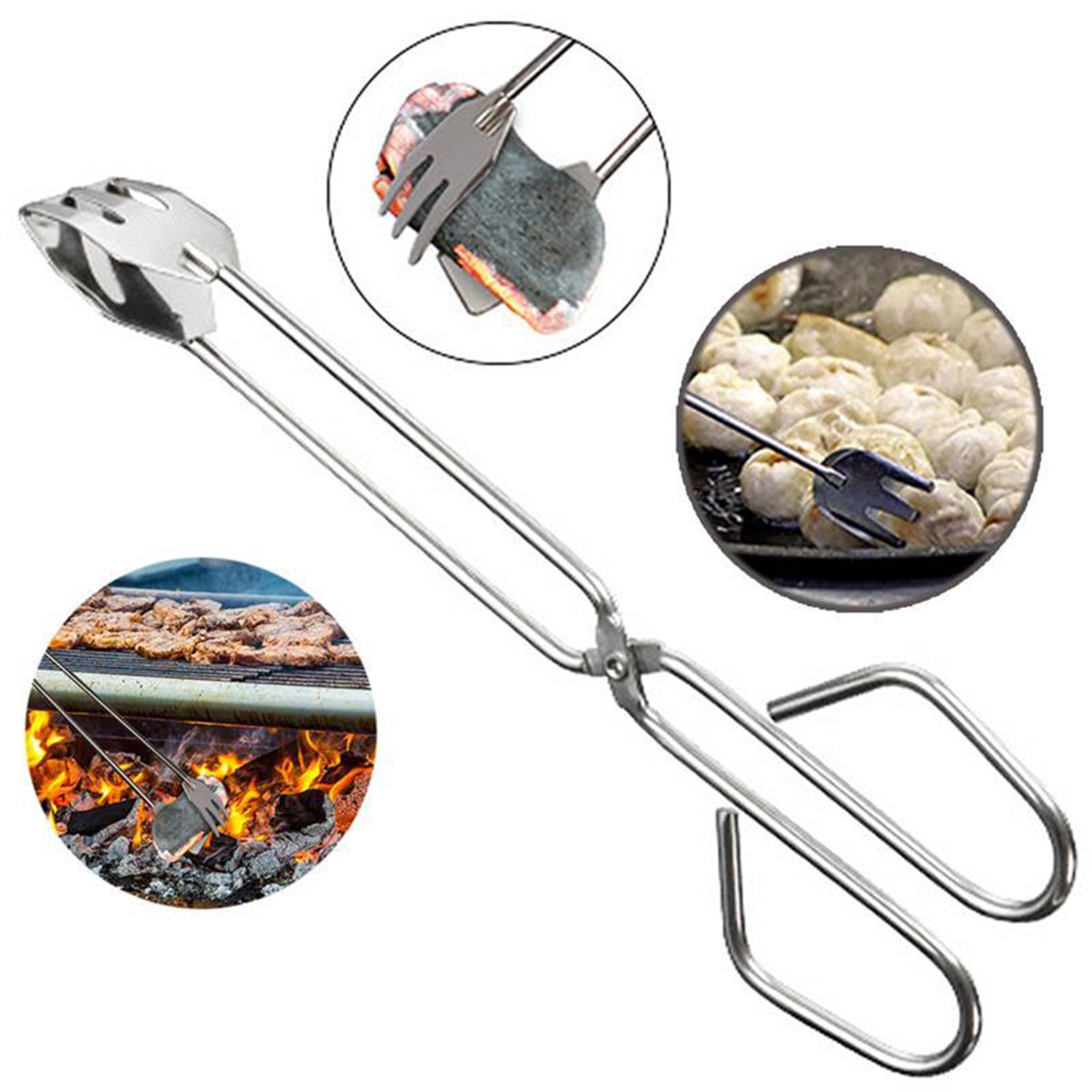 2881 Multi Functional Metal Bbq Clip Tongs Clamp For Garbage Charcoal Serving Tools