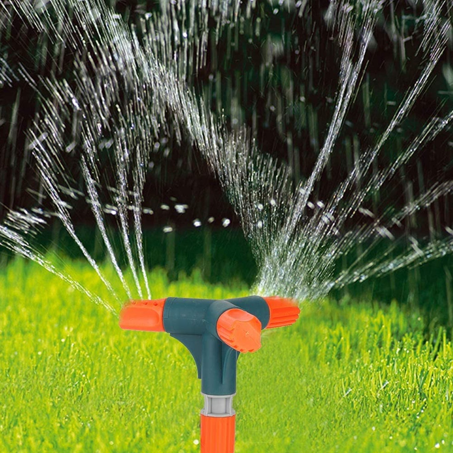 7491 Garden Sprinkler 360 Rotating Adjustable Round 3 Arm Lawn Water Sprinkler For Watering Garden Plantspipe Hose Irrigation Yard Water Sprayer