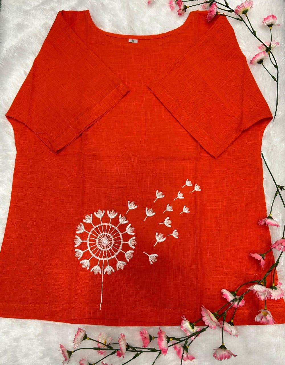 Premium Cotton Slub Top With Beautiful Embroidery Work