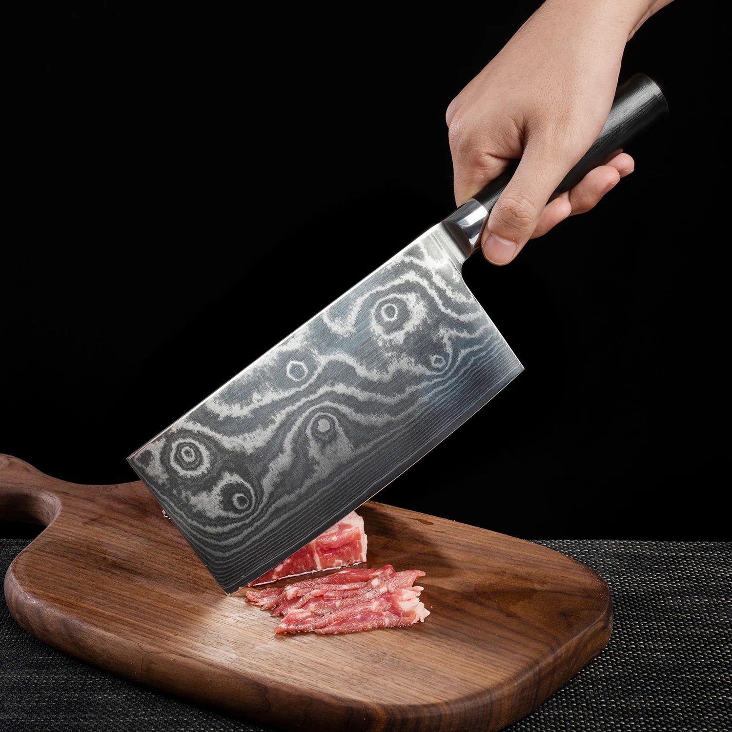 5735 Stainless Steel Chef Damascus Cleaver Vegetable Knife With Plastic Handle Cover Multipurpose Use For Kitchen Or Restaurant (12 Inch)