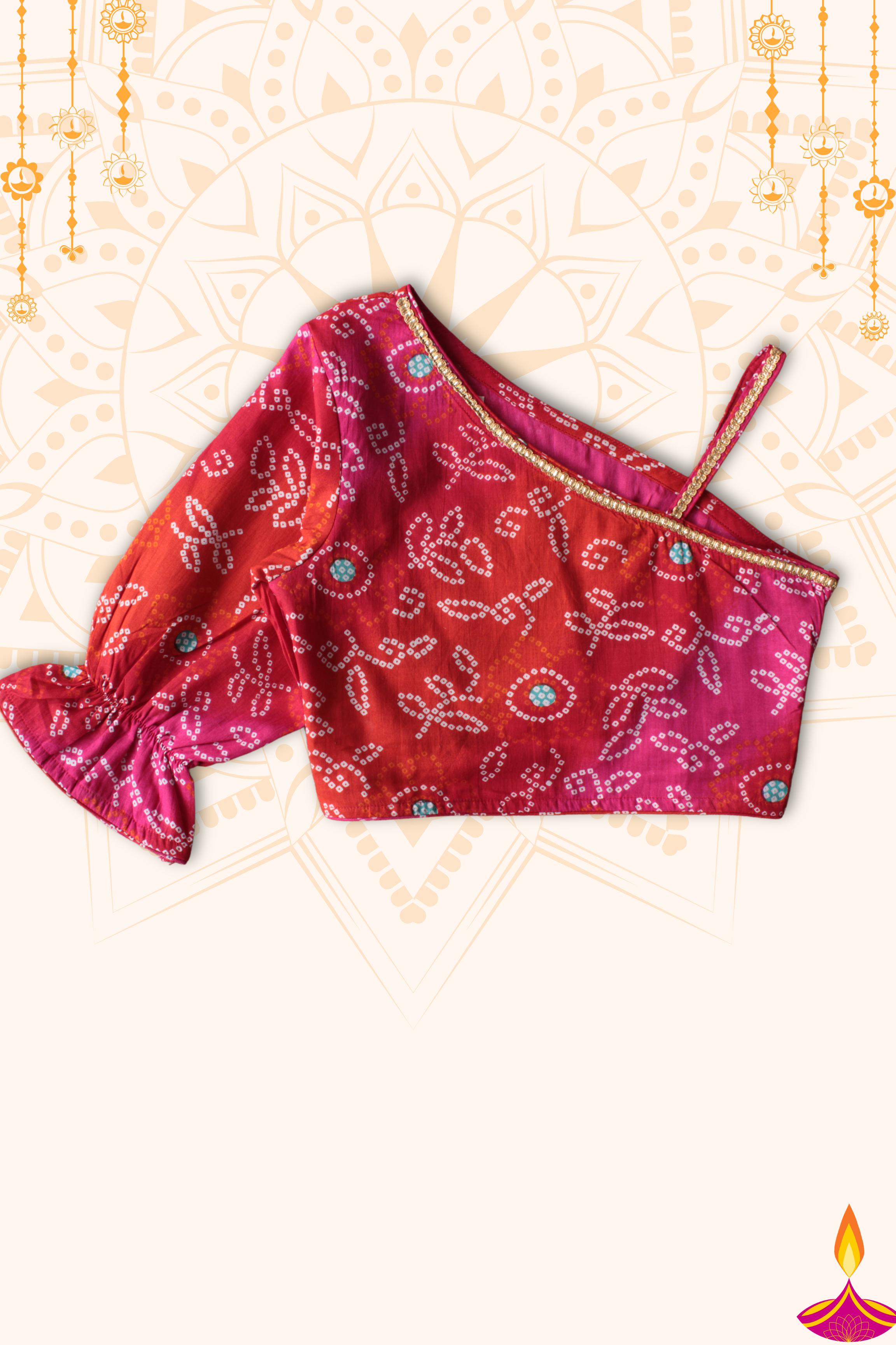 Girls Dholna Pure Cotton Chaniya Choli Ethnic Clothing set - Pink