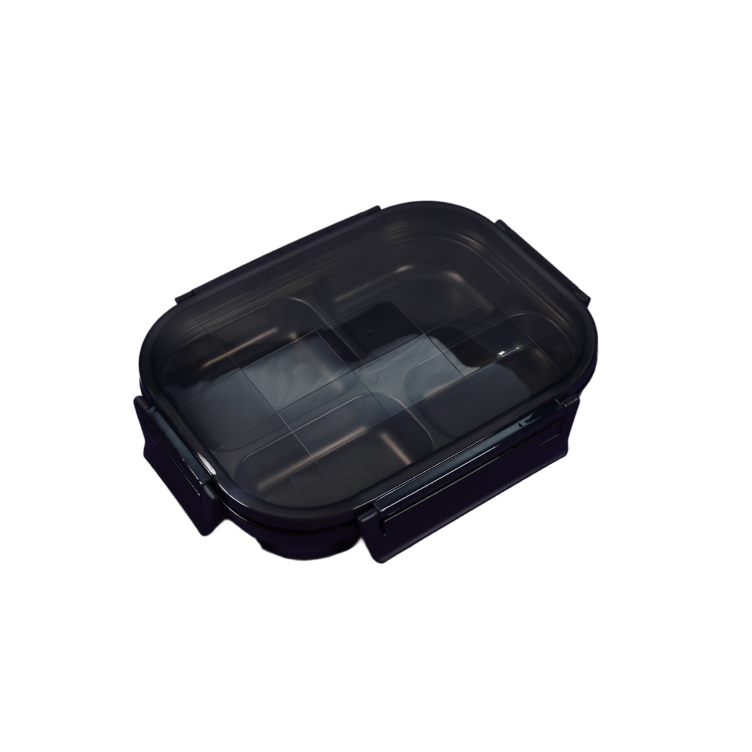 2979 Black Transparent 4 Compartment Lunch Box For Kids And Adults Stainless Steel Lunch Box With 4 Compartments.