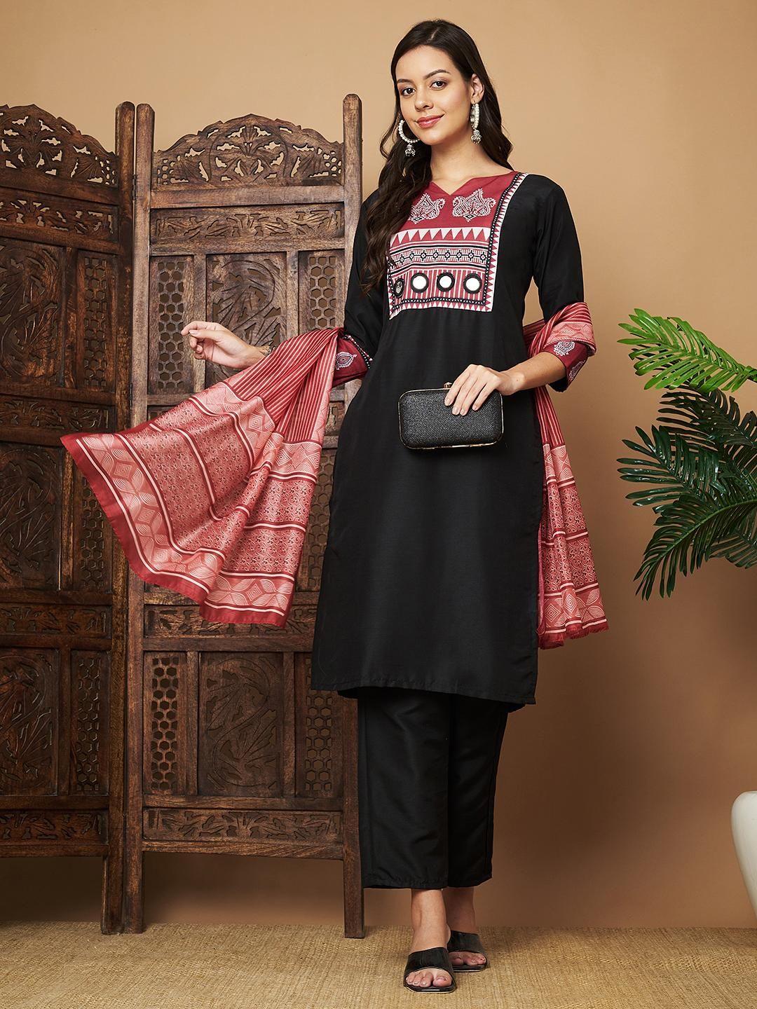 Women Printed Straight Kurta pant & Dupatta Set - TREND BUY