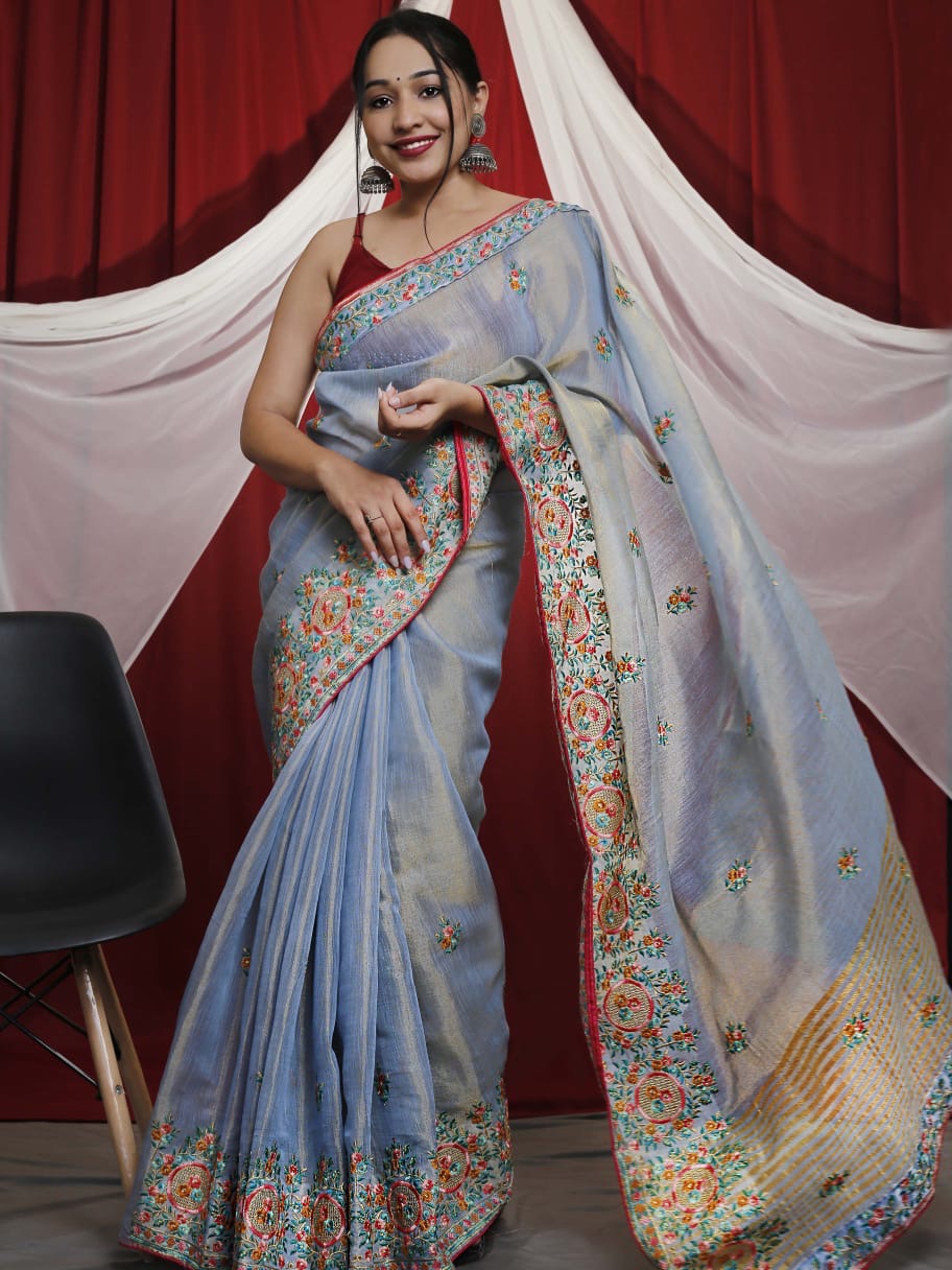 TUSSAR SILK SAREE ALL OVER KASHMIRI WORK