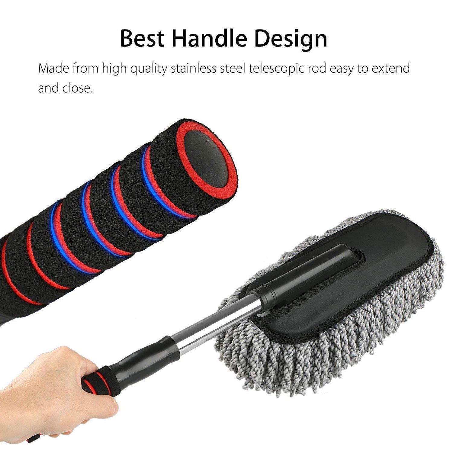 4749 Car Duster Long Retractablesoftnon-sliphandle Multipurpose Microfiber Wash Brush Vehicle Interior And Exterior Cleaning Kit With For Car Boats Or Home