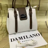 White Da Milano Handbag - Luxury Sling with Triple Compartment