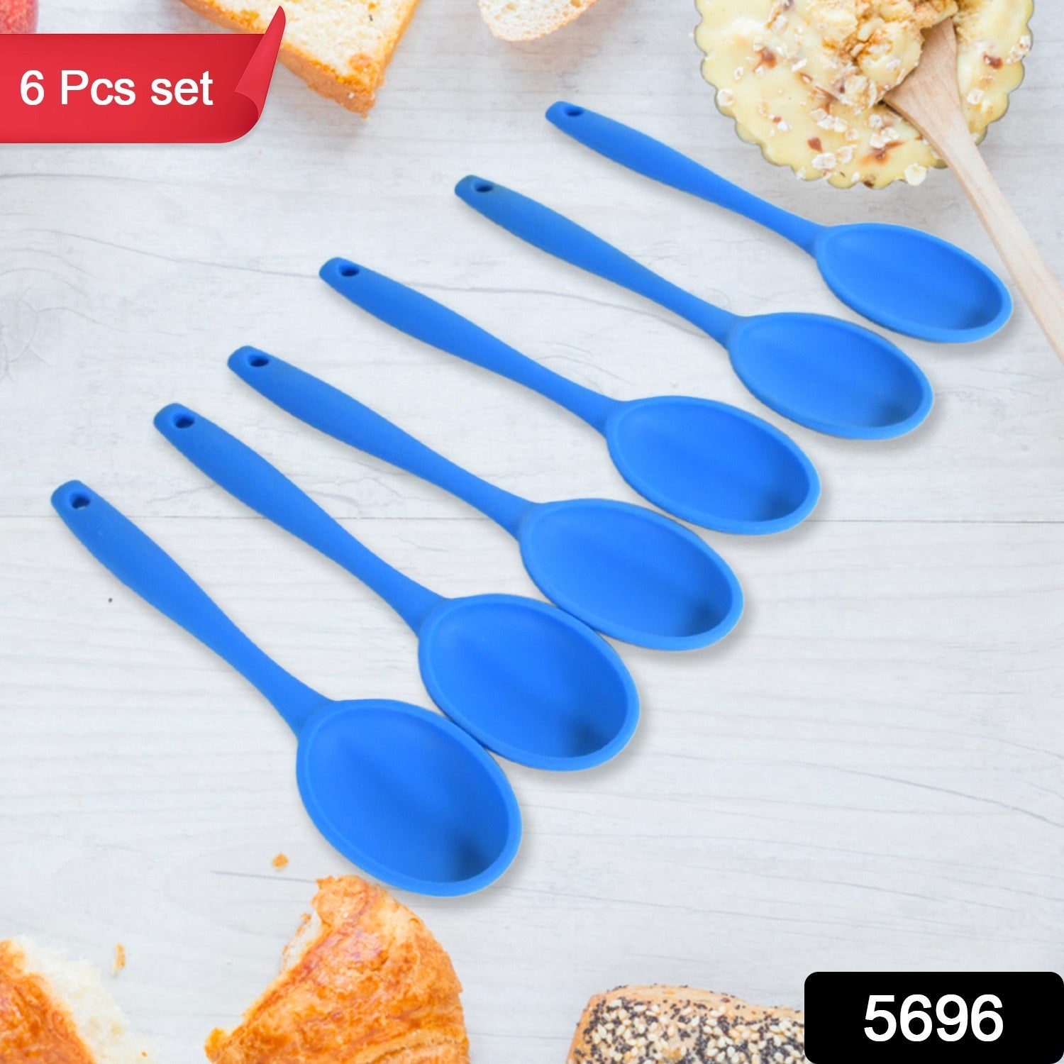 Multipurpose Silicone Spoon Silicone Basting Spoon Non-stick Kitchen Utensils Household Gadgets Heat-resistant Non Stick Spoons Kitchen Cookware Items Forcooking And Baking (6 Pcs Set)