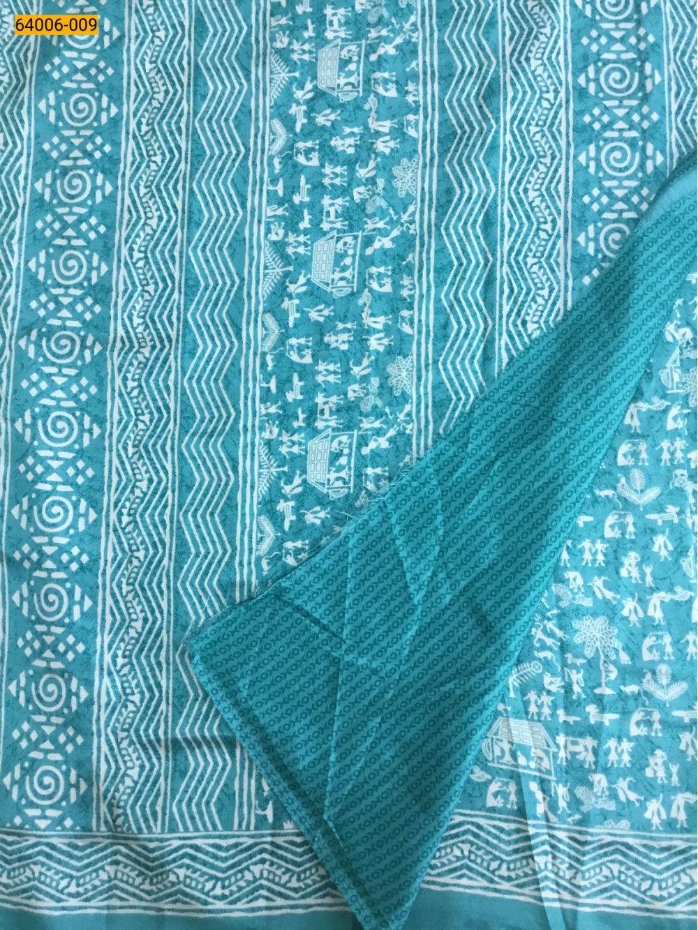 Rama Blue Crepe Silk Saree