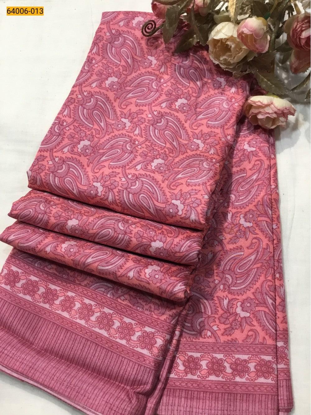 Peach  Crepe Silk Saree