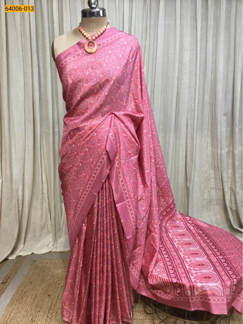 Peach  Crepe Silk Saree