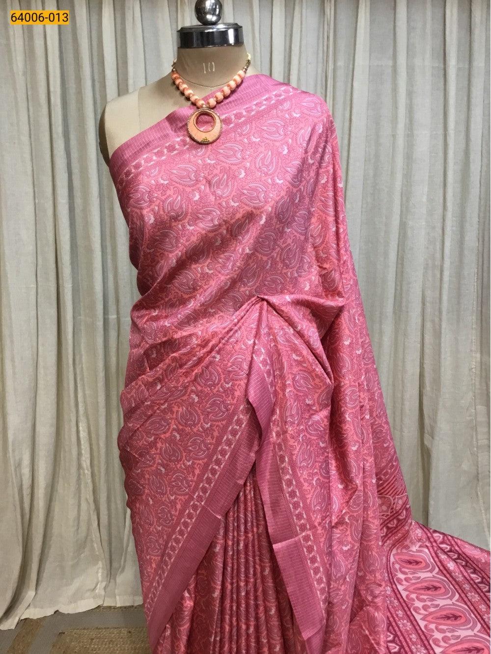 Peach  Crepe Silk Saree