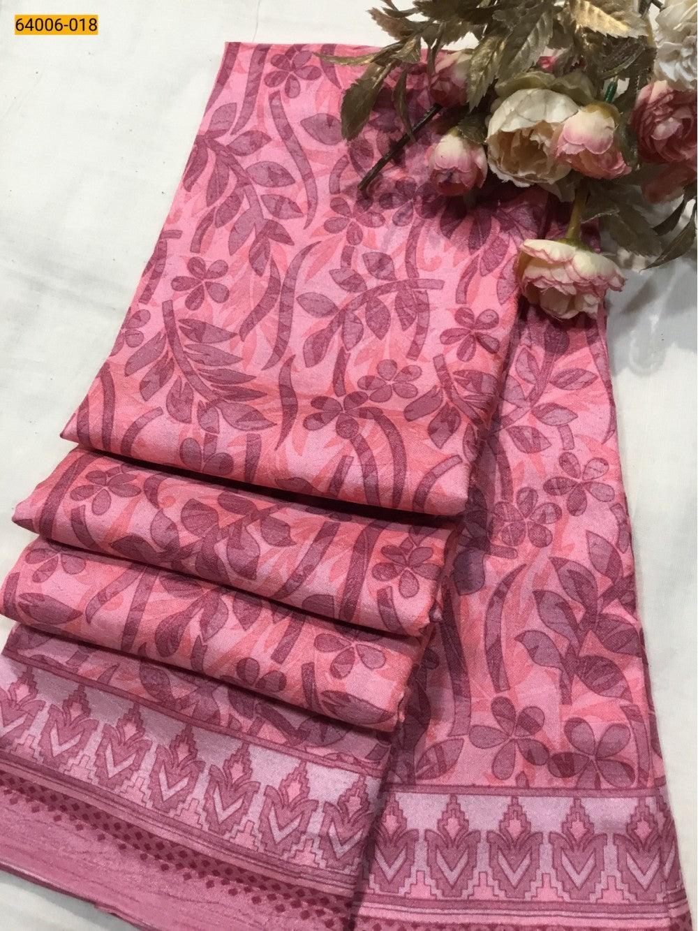 Pink Crepe Silk Saree