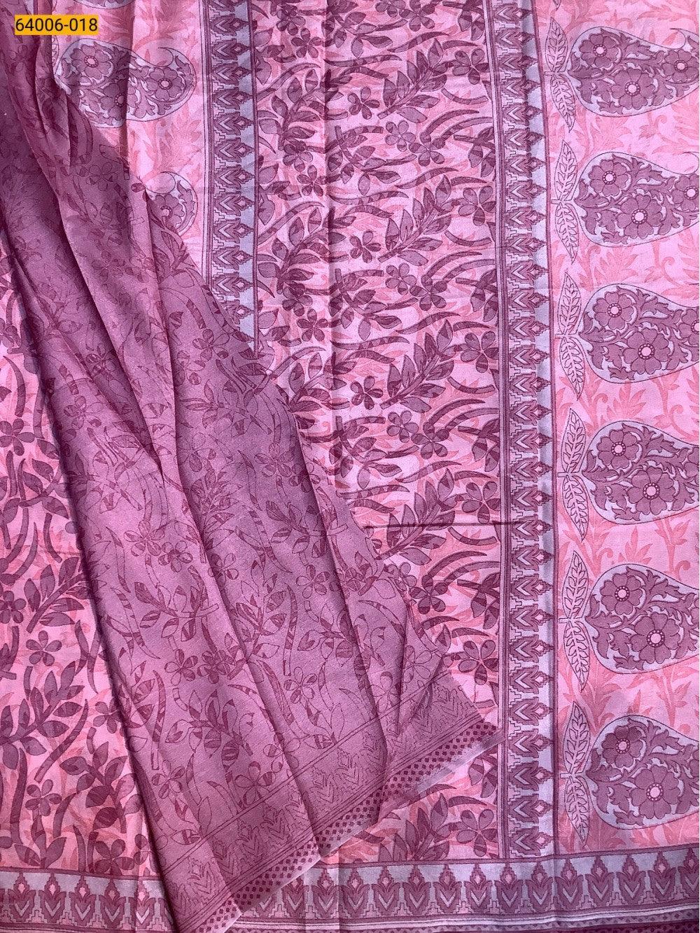 Pink Crepe Silk Saree