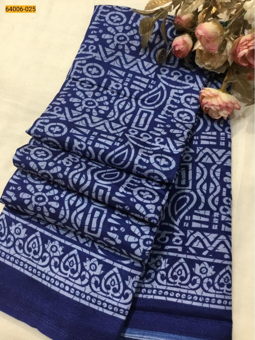 Blue Crepe Silk Saree