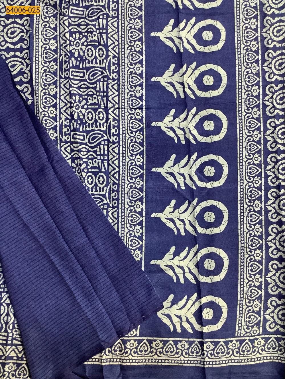 Blue Crepe Silk Saree