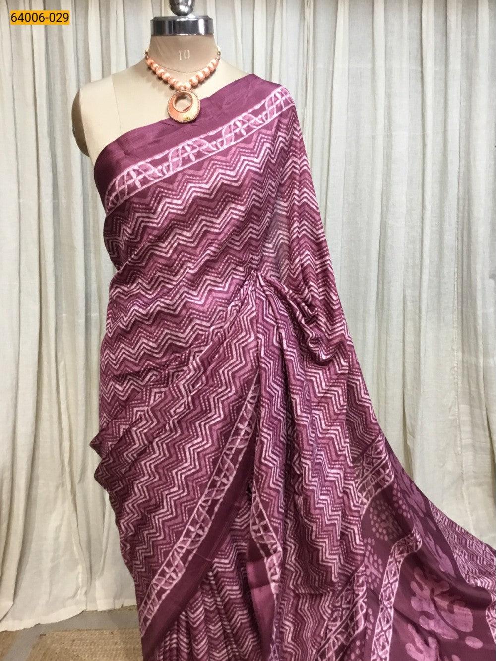 Wine  Crepe Silk Saree