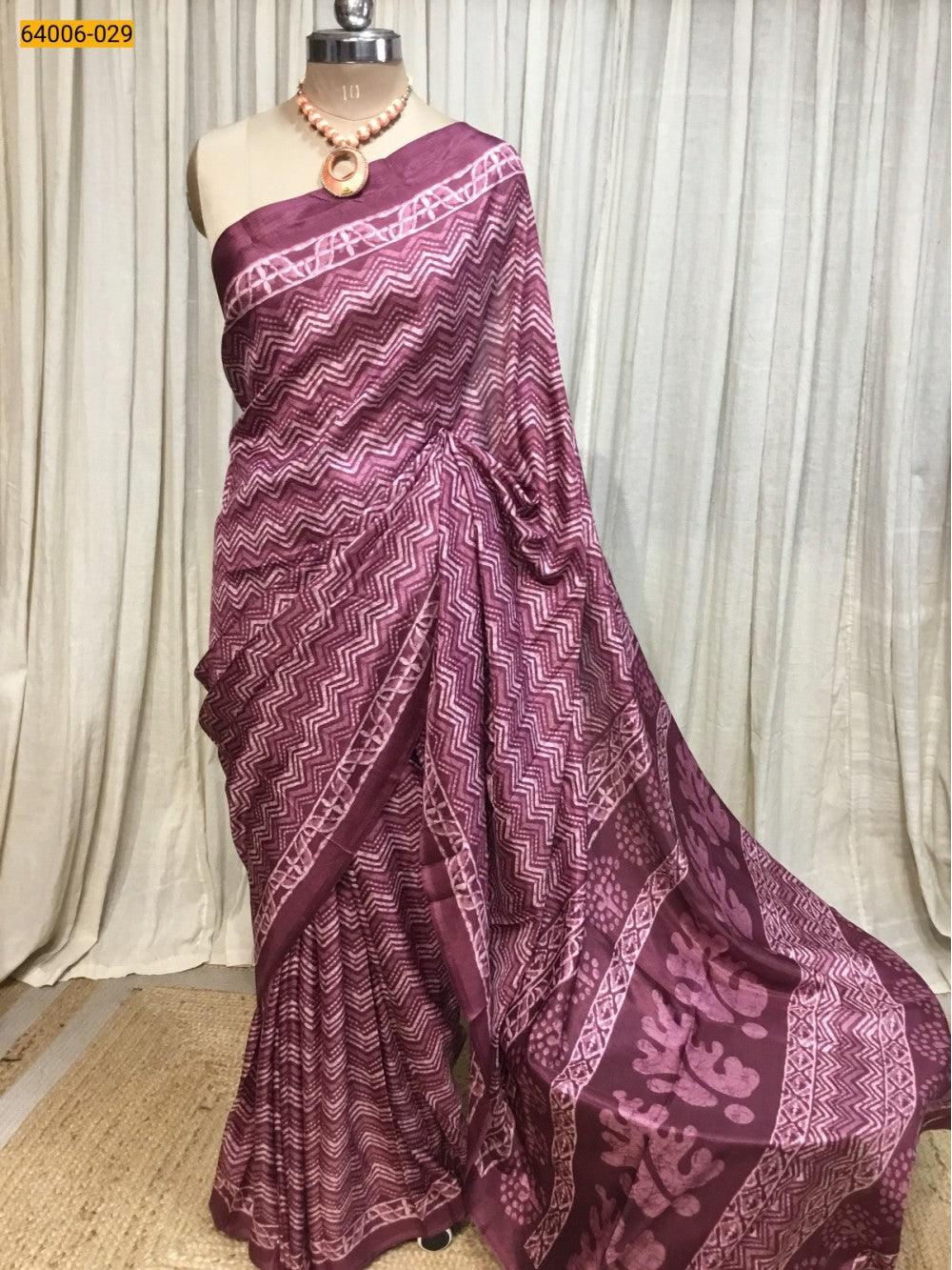 Wine  Crepe Silk Saree