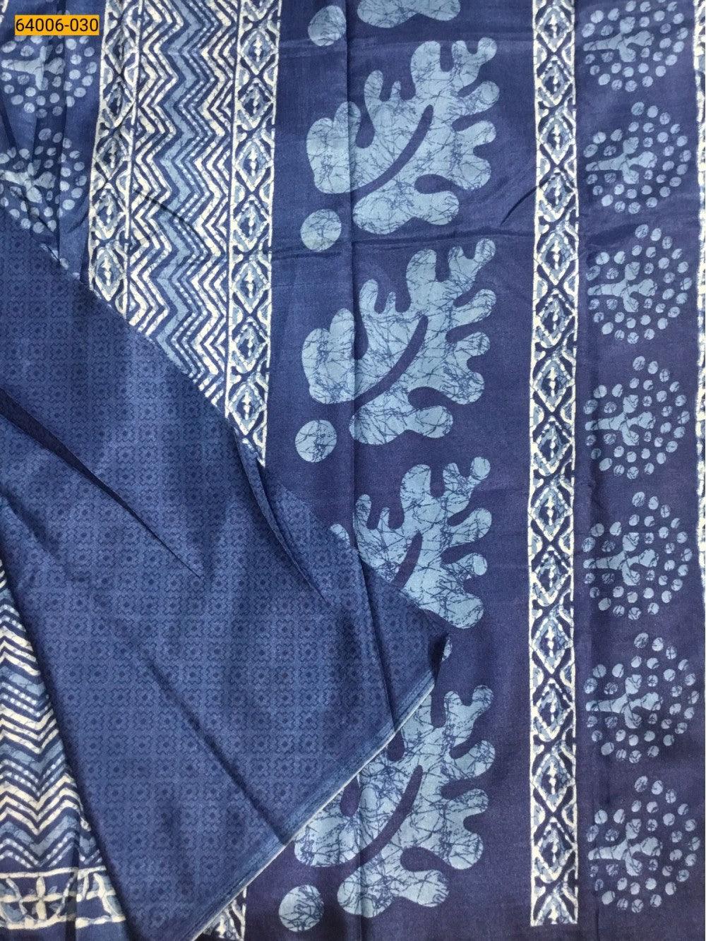 Blue  Crepe Silk Saree