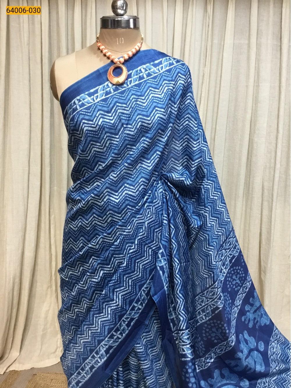 Blue  Crepe Silk Saree