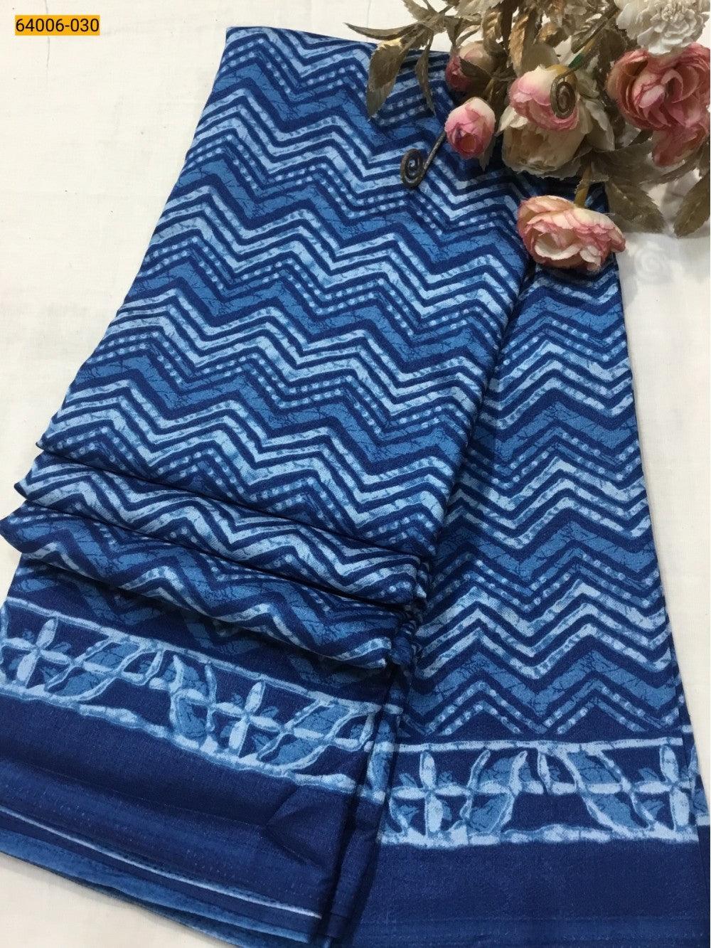 Blue  Crepe Silk Saree