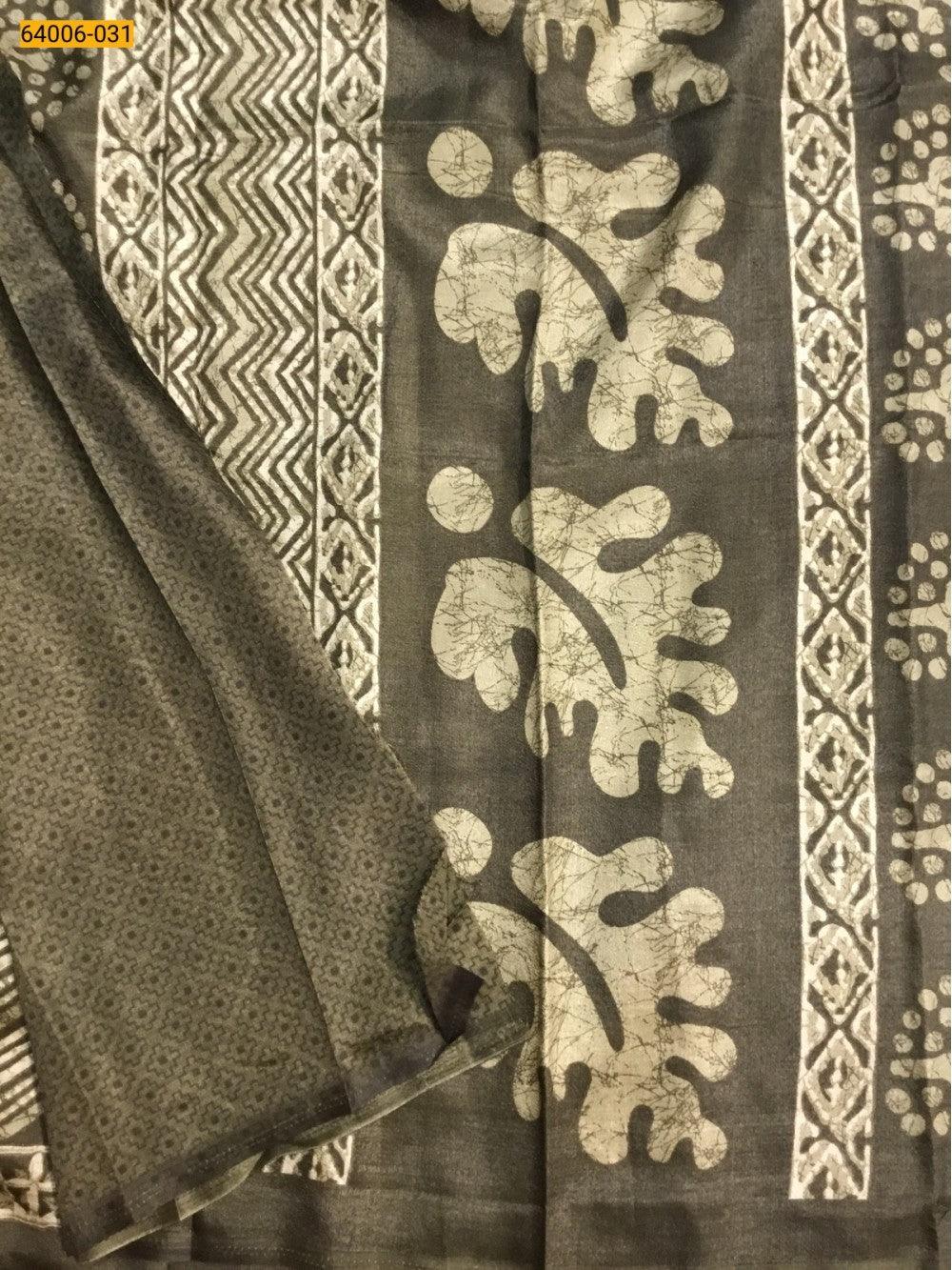 Olive Green Crepe Silk Saree