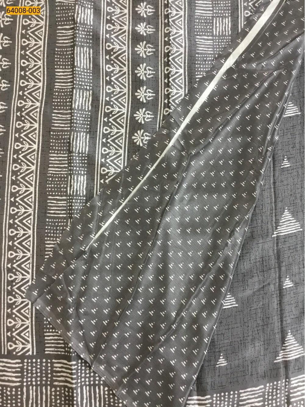 Gray Crafty Crape Silk Saree