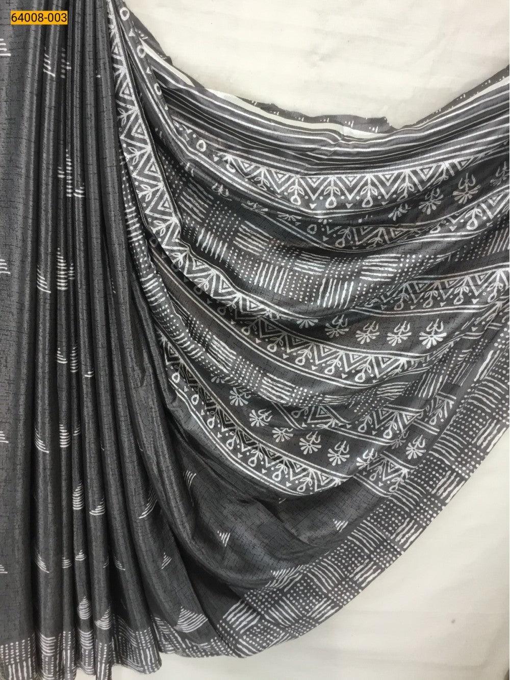 Gray Crafty Crape Silk Saree