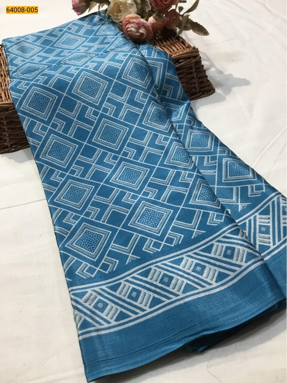 Blue Crafty Crape Silk Saree