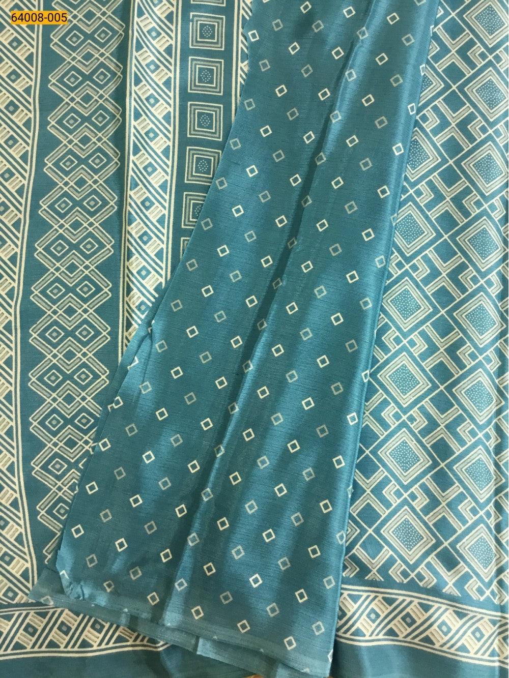 Blue Crafty Crape Silk Saree