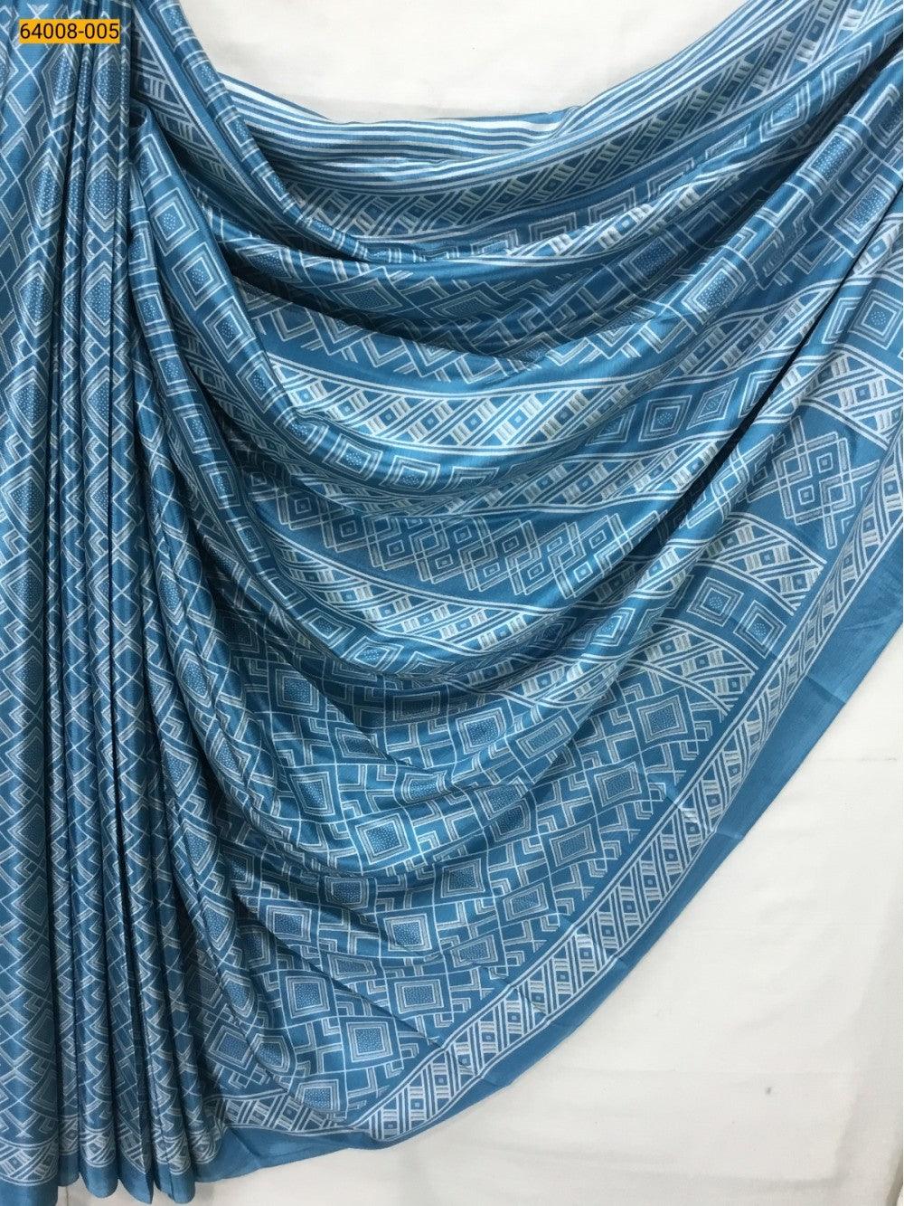 Blue Crafty Crape Silk Saree